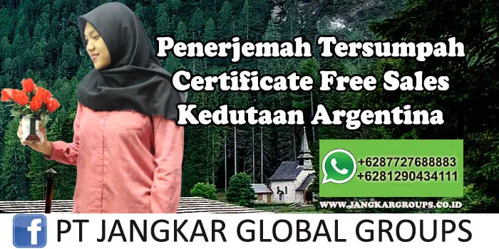 Penerjemah tersumpah Certificate Free Sales kedutaan Argentina