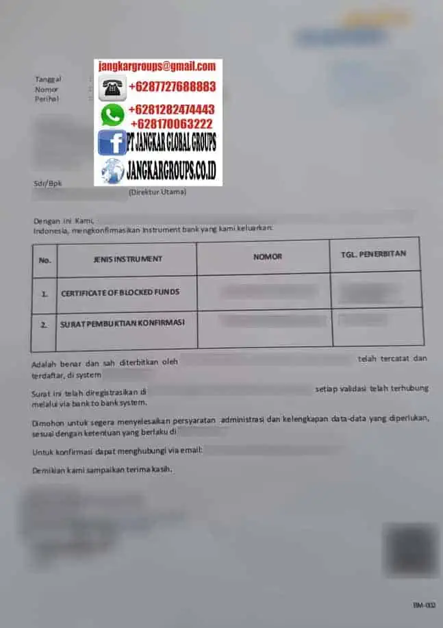 verifikasi konfirmasi keabsahan block of fund