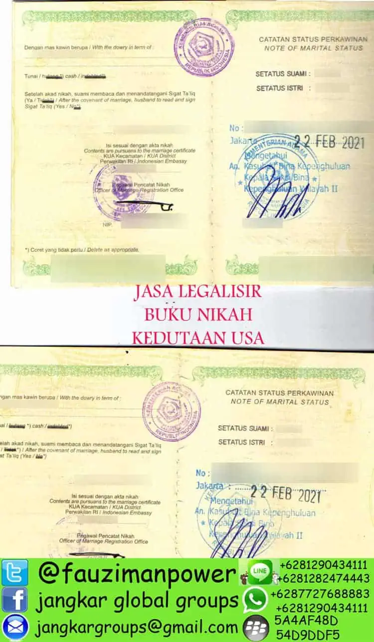 CONTOH BUKU NIKAH WNI USA