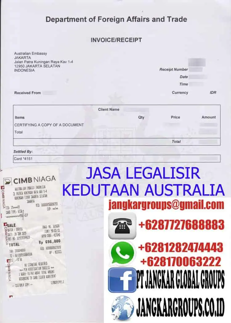 BIAYA LEGALISIR KEDUTAAN AUSTRALIA