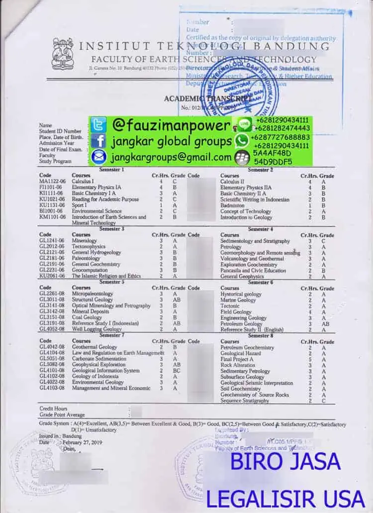 JASA LEGALISIR TRANSKRIP NILAI KEDUTAAN USA