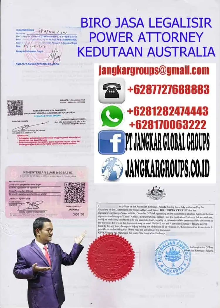 LEGALISIR POWER ATTORNEY KEDUTAAN AUSTRALIA