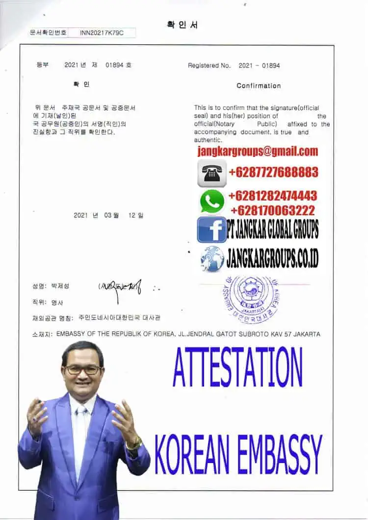 ATTESTATION KOREAN EMBASSY