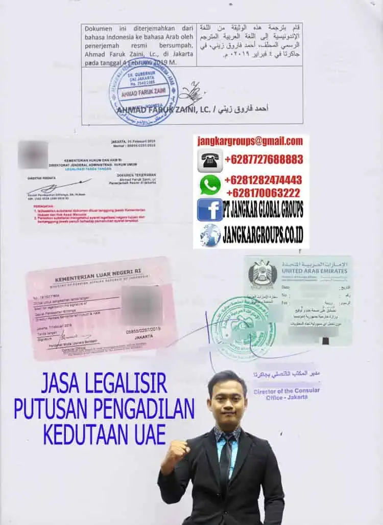 Jasa legalisir putusan pengadilan kedutaan uae