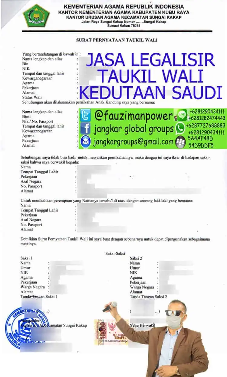 Jasa legalisir taukil wali kedutaan saudi