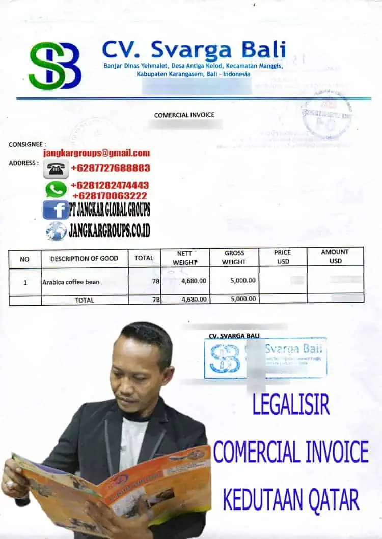 LEGALISIR COMERCIAL INVOICE KEDUTAAN QATAR