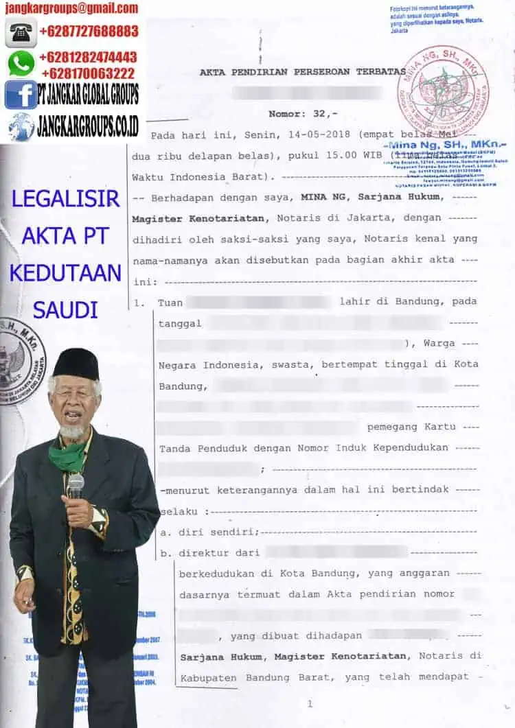 Legalisir akta pendirian pt kedutaan saudi