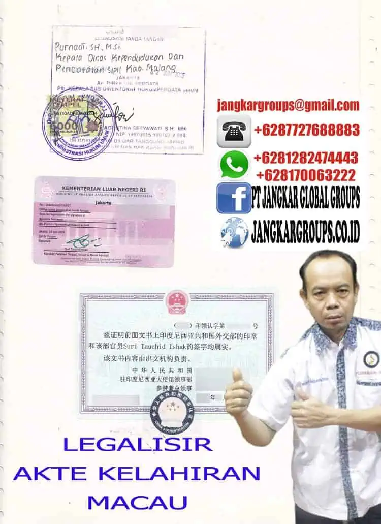 jasa legalisir akte kelahiran macau