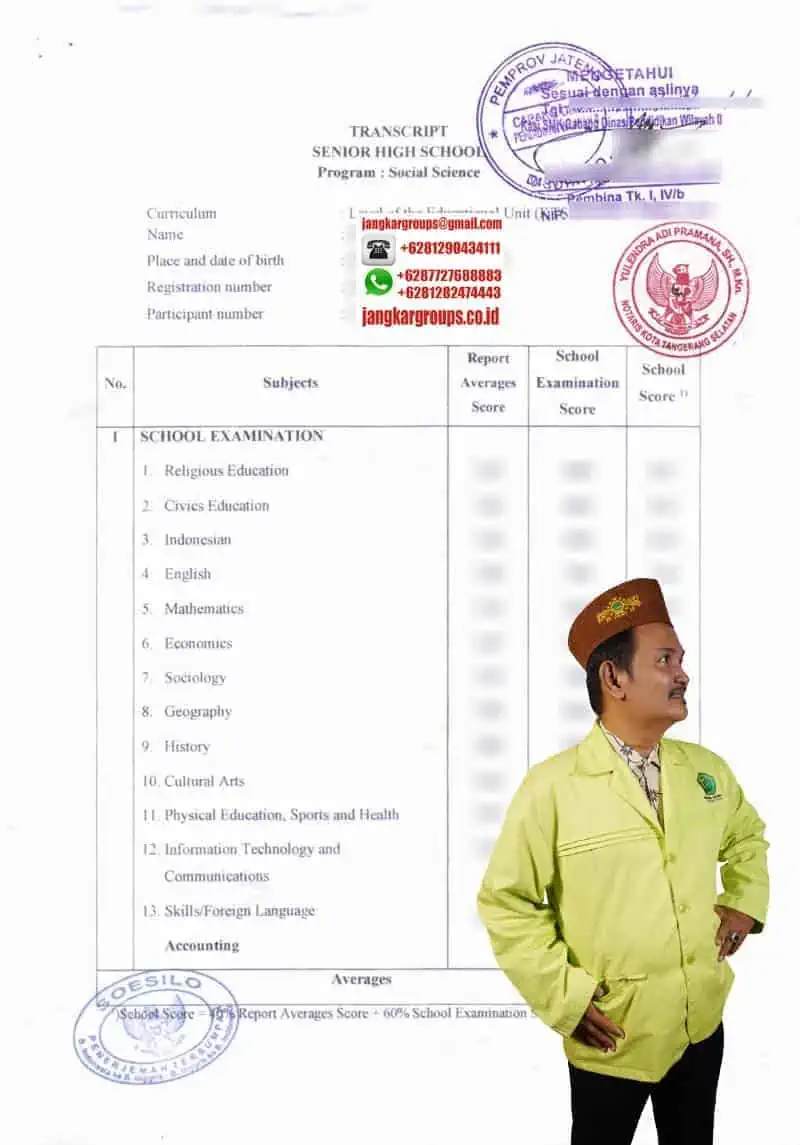 Contoh Legalisir Daftar Nilai Vietnam