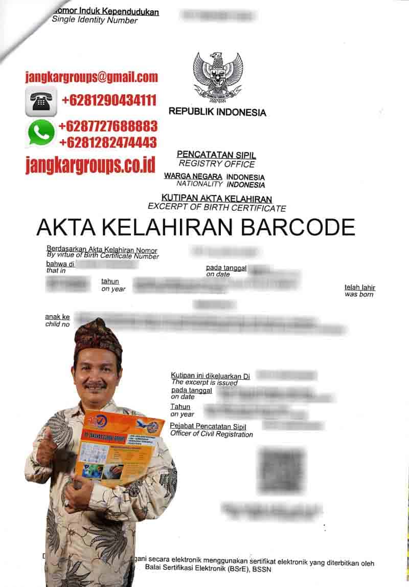 Contoh Akta Kelahiran Barcode