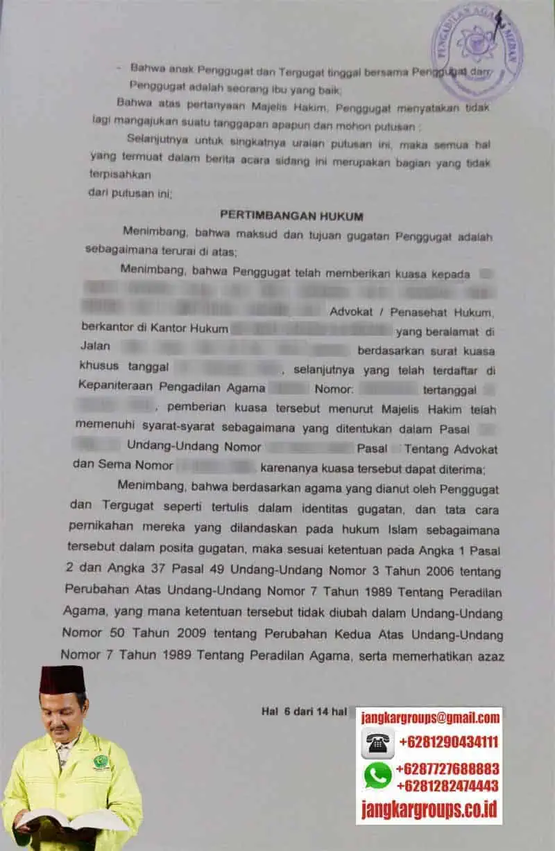 Pertimbangan Hukum Hak Asuh Anak