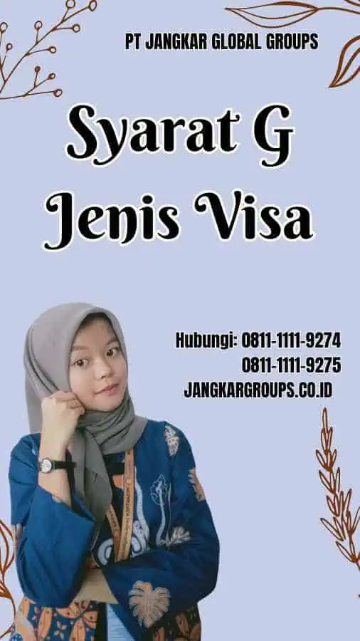 Syarat G Jenis Visa