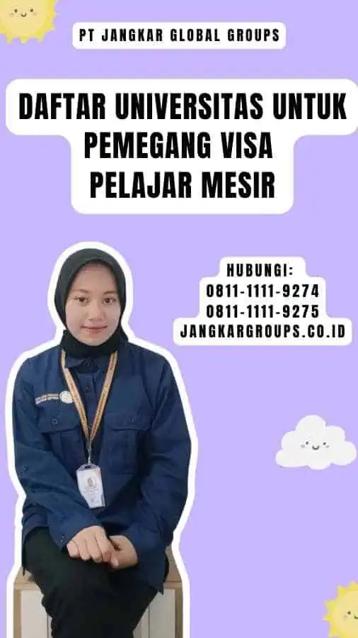 Daftar Universitas untuk Pemegang Visa Pelajar Mesir