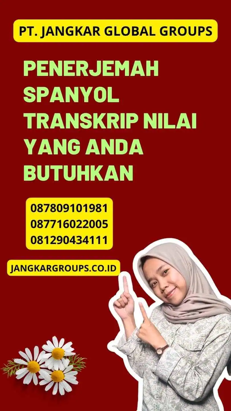 penerjemah spanyol transkrip nilai yang Anda butuhkan