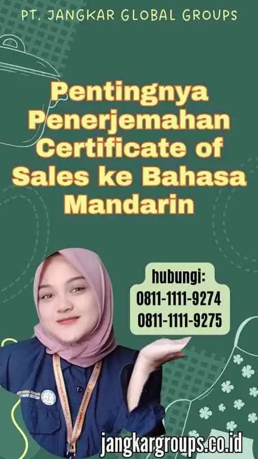 Pentingnya Penerjemahan Certificate of Sales ke Bahasa Mandarin